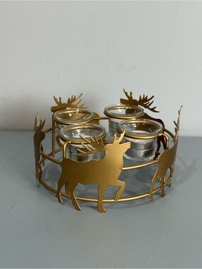 Gold Reindeer Votive Candle Holder - Holiday Decor